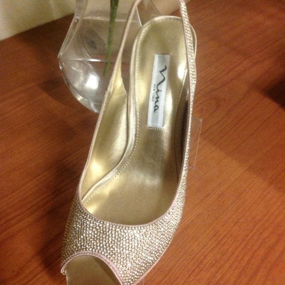 Gold heel sling back - Picture 4 of 5